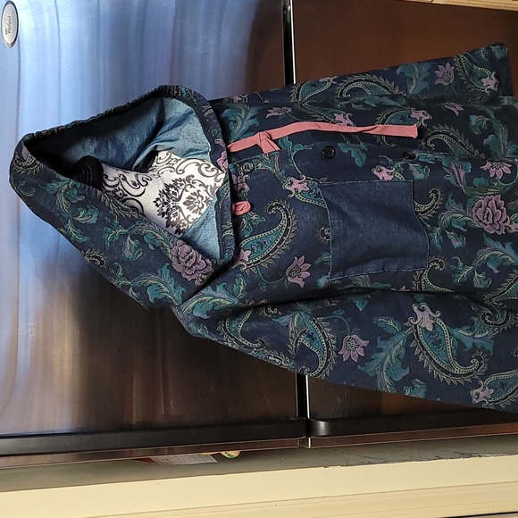 Ombre & Paisley Loose Denim Hoodie - Picture 5 of 14